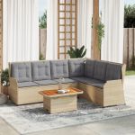 Set mobilier de grădină cu perne, 5 piese, bej, poliratan GartenMobel Dekor