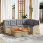 Set mobilier de grădină cu perne, 5 piese, bej, poliratan GartenMobel Dekor