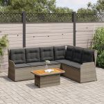 Set mobilier de grădină cu perne, 5 piese, gri, poliratan GartenMobel Dekor