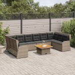 Set mobilier de grădină cu perne, 7 piese, gri, poliratan GartenMobel Dekor