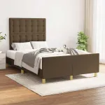 Cadru de pat fără saltea țesătură maro 120x190 cm țesătură GartenMobel Dekor