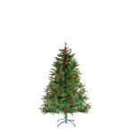 Brad artificial – 120 cm – PE/PVC – cu bobițe roșii Best CarHome
