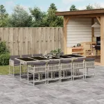 Set mobilier de grădină cu perne 11 piese gri deschis poliratan GartenMobel Dekor