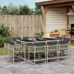 Set mobilier de grădină cu perne 11 piese gri deschis poliratan GartenMobel Dekor