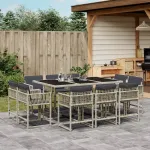 Set mobilier de grădină cu perne 11 piese gri deschis poliratan GartenMobel Dekor