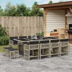 Set mobilier de grădină cu perne 13 piese gri deschis poliratan GartenMobel Dekor