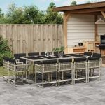 Set mobilier de grădină cu perne 13 piese gri deschis poliratan GartenMobel Dekor