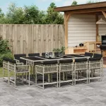 Set mobilier de grădină cu perne 13 piese gri deschis poliratan GartenMobel Dekor