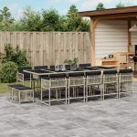 Set mobilier de grădină cu perne 15 piese gri deschis poliratan GartenMobel Dekor