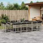 Set mobilier de grădină cu perne 15 piese gri deschis poliratan GartenMobel Dekor