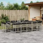 Set mobilier de grădină cu perne 15 piese gri deschis poliratan GartenMobel Dekor