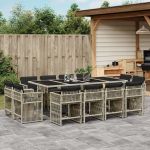 Set mobilier de grădină cu perne 13 piese gri deschis poliratan GartenMobel Dekor