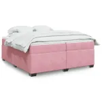 Pat box spring cu saltea, roz, 200x200 cm, catifea GartenMobel Dekor