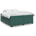 Pat box spring cu saltea, verde închis, 200x200 cm, catifea GartenMobel Dekor