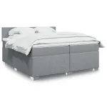 Pat box spring cu saltea, gri deschis, 200x200 cm, textil GartenMobel Dekor