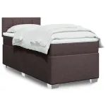 Pat box spring cu saltea, maro închis, 90x190 cm, textil GartenMobel Dekor
