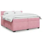 Pat box spring cu saltea, roz, 200x200 cm, catifea GartenMobel Dekor