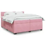 Pat box spring cu saltea, roz, 200x200 cm, catifea GartenMobel Dekor