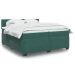 Pat box spring cu saltea, verde închis, 200x200 cm, catifea GartenMobel Dekor