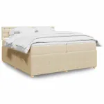 Pat box spring cu saltea, crem, 200x200 cm, textil GartenMobel Dekor