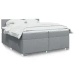 Pat box spring cu saltea, gri deschis, 200x200 cm, textil GartenMobel Dekor