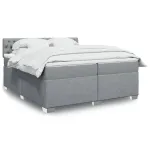 Pat box spring cu saltea, gri deschis, 200x200 cm, textil GartenMobel Dekor