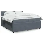 Pat box spring cu saltea, gri închis, 200x200 cm, catifea GartenMobel Dekor