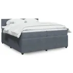 Pat box spring cu saltea, gri închis, 200x200 cm, catifea GartenMobel Dekor