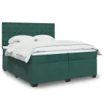 Pat box spring cu saltea, verde închis, 200x200 cm, catifea GartenMobel Dekor