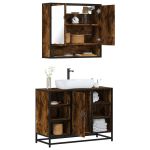 Set mobilier de baie, 2 piese, stejar fumuriu, lemn prelucrat GartenMobel Dekor