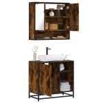 Set mobilier de baie, 2 piese, stejar fumuriu, lemn prelucrat GartenMobel Dekor