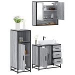 Set mobilier de baie, 3 piese, gri sonoma, lemn prelucrat GartenMobel Dekor