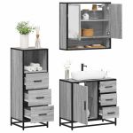 Set mobilier de baie, 3 piese, gri sonoma, lemn prelucrat GartenMobel Dekor