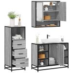 Set mobilier de baie, 3 piese, gri sonoma, lemn prelucrat GartenMobel Dekor