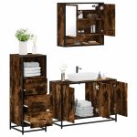 Set mobilier de baie, 3 piese, stejar fumuriu, lemn prelucrat GartenMobel Dekor
