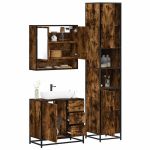 Set mobilier de baie, 3 piese, stejar fumuriu, lemn prelucrat GartenMobel Dekor