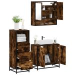 Set mobilier de baie, 3 piese, stejar fumuriu, lemn prelucrat GartenMobel Dekor