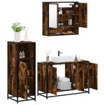 Set mobilier de baie, 3 piese, stejar fumuriu, lemn prelucrat GartenMobel Dekor
