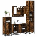 Set de mobilier de baie 4 piese Lemn prelucrat de stejar afumat GartenMobel Dekor