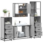 Set de mobilier de baie 4 piese Lemn stratificat gri Sonoma GartenMobel Dekor
