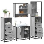 Set de mobilier de baie 4 piese Lemn stratificat gri Sonoma GartenMobel Dekor