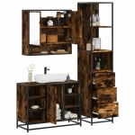 Set de mobilier de baie din 3 piese din lemn de stejar afumat GartenMobel Dekor