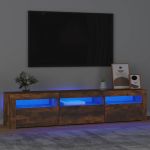 Comodă TV cu lumini LED, stejar fumuriu, 180x35x40 cm GartenMobel Dekor