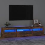 Comodă TV cu lumini LED, stejar fumuriu, 195x35x40 cm GartenMobel Dekor