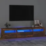 Comodă TV cu lumini LED, stejar fumuriu, 195x35x40 cm GartenMobel Dekor