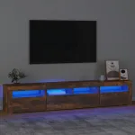 Comodă TV cu lumini LED, stejar fumuriu, 210x35x40 cm GartenMobel Dekor