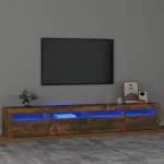 Comodă TV cu lumini LED, stejar fumuriu, 240x35x40cm GartenMobel Dekor