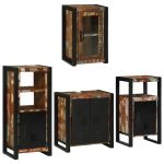 Set de mobilier pentru baie cu ușă 4 pcs Lemn recuperat solid GartenMobel Dekor