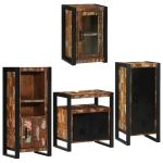 Set de mobilier pentru baie cu ușă 4 pcs Lemn recuperat solid GartenMobel Dekor