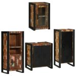 Set de mobilier pentru baie cu ușă 4 pcs Lemn recuperat solid GartenMobel Dekor